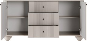 Komoda so zásuvkami Vesper 160 cm - kašmír / čierne úchytky / guľaté nohy