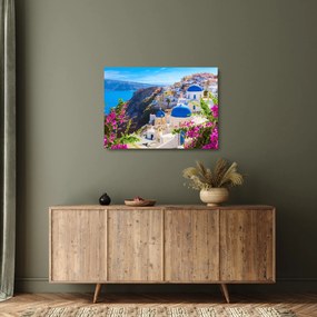 Sklenený obraz - Santorini, Grécko (70x50 cm)