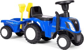 MULTISTORE Jazdík traktor New Holland s odpojiteľnou príveskou, interaktívny volant, modrý