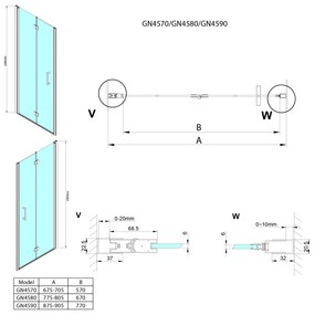 Gelco, LORO sprchové dvere skladacie 700 mm, číre sklo, GN4570