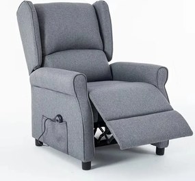 TV kreslo STILO PLUS s elektrickým polohovaním — látka, sivá, nosnosť 130 kg