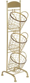 Zlatý kovový stojan Jorge s 3 košmi - 30 * 25 * 98 cm