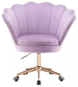 LuxuryForm DESIGN Kreslo FREY VELUR na zlatej podstave s kolieskami - levanduľa