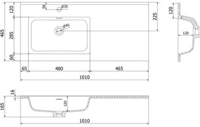 Mexen Rivel, kúpeľňová skrinka 100 cm s ľavým umývadlom Otis, 2S, 1D, drážkovaná, biela matná, 91A23-10047-3-BBFFF01-W18L01