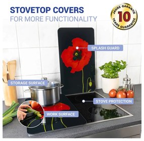 Kryty na sporák v súprave 2 ks z tvrdeného skla 52x30 cm Poppy - Maximex