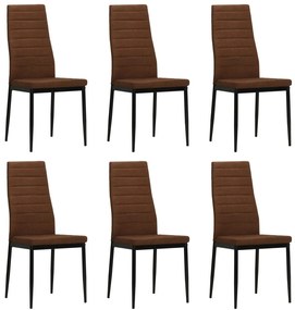 Jedálenské stoličky 6 ks, hnedé, látka
