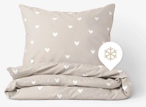 Goldea flanelové posteľné obliečky - srdiečka na latte 240 x 220 a 2ks 70 x 90 cm