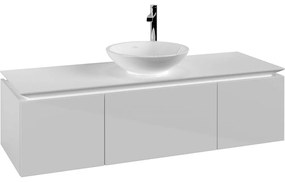 VILLEROY &amp; BOCH Legato závesná skrinka pod umývadlo na dosku (umývadlo v strede), 3 zásuvky, 1400 x 500 x 380 mm, Glossy White, B58500DH