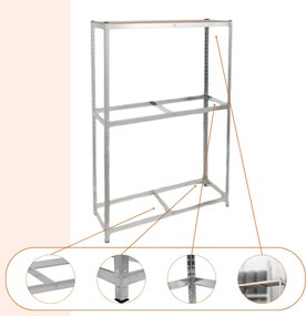 Regál na pneumatiky TYRE, 120x40x180cm, max 795kg, strieborná / bledohnedá Jurhan