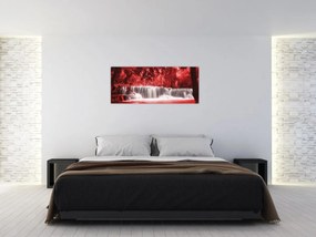 Obraz - Červený, vodopád (120x50 cm)