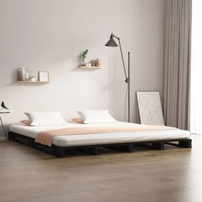 vidaXL Paletová posteľ, čierna 120x190cm, borovica, 4FT malé dvojlôžko