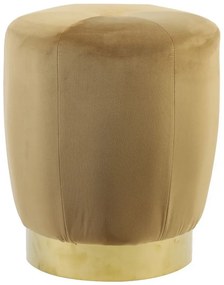 Karamelový zamatový puf/ sedák Scarlett so zlatým pruhom – Ø 41*47cm