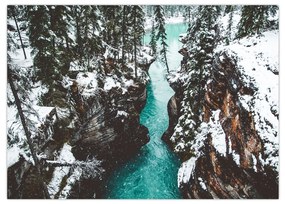Obraz - horská rieka v zime (70x50 cm)
