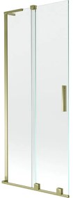 Mexen Velar L, 2-krídlová posuvná vaňová zástena 85 x 150 cm, 8mm číre sklo, zlatý lesklý profil, 896-085-003-01-50
