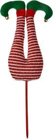 Vianočné dekorácie zápich červenej nohy škriatka Elfa - 19*4*52 cm
