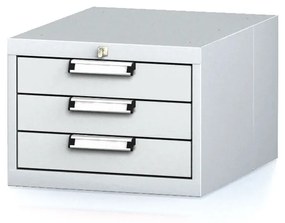 Alfa 3 Závesný dielenský box na náradie k pracovným stolom MECHANIC, 3 zásuvky, 480 x 600 x 351 mm, sivé dvere