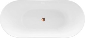 Rea Ferrano Slim, voľne stojaca vaňa 170x73 cm, biela, medený click-clack, KPL-W8330