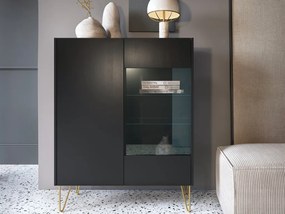 Vitrína Harmony, čierna/čierny mramor