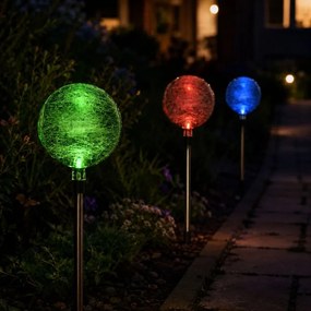 Garthen 751 Záhradná súprava solárnych LED lámp - 3 sklenené gule s farebnou zmenou