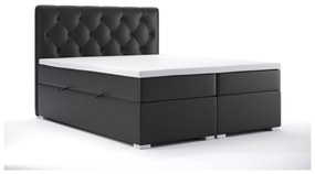Manželská posteľ Boxspring 160 cm Ronda (čierna ekokoža) (s úložným priestorom). Vlastná spoľahlivá doprava až k Vám domov. 1044323