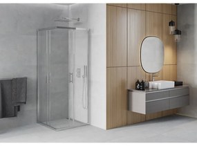 Mexen Rio, štvorcový sprchovací kút s posuvnými dverami 80(dvere) x 80(dvere) x 190 cm, 6mm číre sklo, chrómový profil, 860-080-080-01-00
