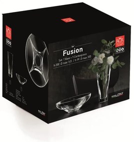 KRIŠTÁĽOVÁ VÁZA RCR FUSION MISKA (305MM) + (300MM)DARČEKOVÁ SADA