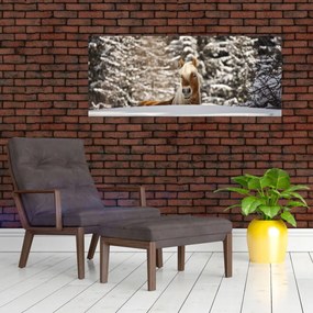 Obraz - Kôň v zimnej krajine (120x50 cm)