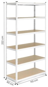 ModernHome Skladovací regál 222x110x50 cm - 6 políc, pozinkovaná oceľ, 1050 kg - ModernHome