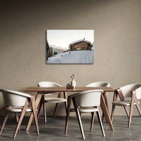 Obraz - horská chata v snehu (70x50 cm)