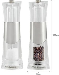 Cole&Mason - Sada mlynčekov na soľ a korenie BOBBI 2 ks 18,5 cm