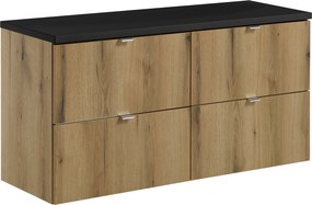Comad Kúpeľňová skrinka pod doskové umývadlo set Nova Oak III. 120 dub coast evoke/čierna