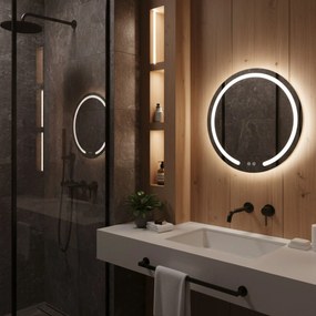 Rea Zrkadlo Modern ⌀50 cm s vyhrievaním a regulovateľným LED osvetlením HOM-00903