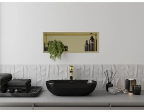 Mexen X-Wall-R, polička na zapustenie na obklad s golierom 60 x 20 cm, zlatá lesklá, 1950602010