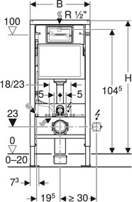 BPS-koupelny Podomietkový modul Geberit DuoFix s WC misou PURO-WH-03 + ovládacie tlačidlo Delta 20 biela