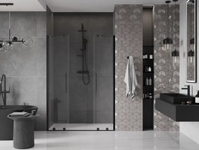 Mexen Velar Duo, posuvné dvere do otvoru 140x200 cm, 8mm číre sklo, čierna, 871-140-000-02-70