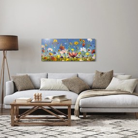 Maľovaný obraz rozkvitnutej lúky (120x50 cm)