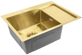 Rea Fin, 1-komorový oceľový drez 620x480x185 mm, zlatá matná, ZLE-06013