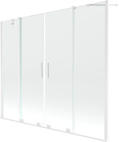Mexen Velar Duo, vaňová zástena 2-krídlová s posuvnými dverami 190 x 150 cm, 8mm číre sklo, biely profil, 896-190-000-02-20