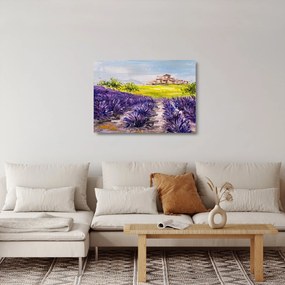 Sklenený obraz - Provance, Francúzsko, olejomaľba (70x50 cm)