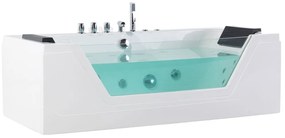 Vírivá vaňa s LED osvetlením 162 x 76 cm biela SAMANA Beliani