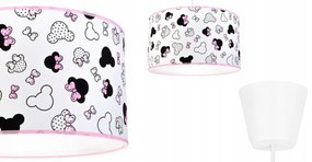 Detské závesné svietidlo Minnie, 1x textilné tienidlo so vzorom, (fi 35cm)