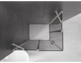 Mexen Velar Duo, sprchový kút s posuvnými dverami 90 x 80 cm, 8mm šedé sklo, brúsená oceľ, 871-090-080-42-97