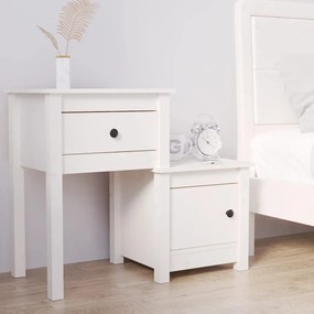 vidaXL Nočný stolík biely 79,5x38x65,5 cm masívne borovicové drevo