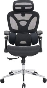 Kancelárska ergonomická stolička PORTE II — sieťovina, čierna