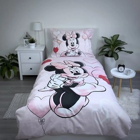 Detské obliečky Minnie Mouse 140×200 + 70×90 cm – ružové, 100% bavlna, oficiálna Disney licencia