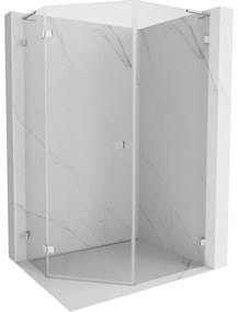 Mexen Lunar, L päťuholníkový sprchový kút naklápací doľava 80 x 90 cm, 8mm číre sklo, chrómový profil, 831L-080L-090P-01-00-L