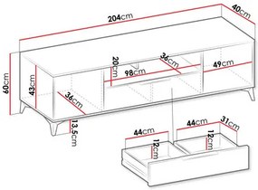 TV skrinka/stolík Semprum 2D1SZ (piesková béžová). Vlastná spoľahlivá doprava až k Vám domov. 1122991