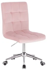LuxuryForm DESIGN Stolička TOLEDO VELUR na striebornej podstave s kolieskami - ružová