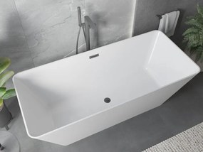 Mexen Velo Slim, voľne stojaca vaňa 170 × 75 cm, biela lesklá, grafitový prepad, 52811707500-95