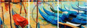 Obraz - Prístav v Benátkach (s hodinami) (90x30 cm)